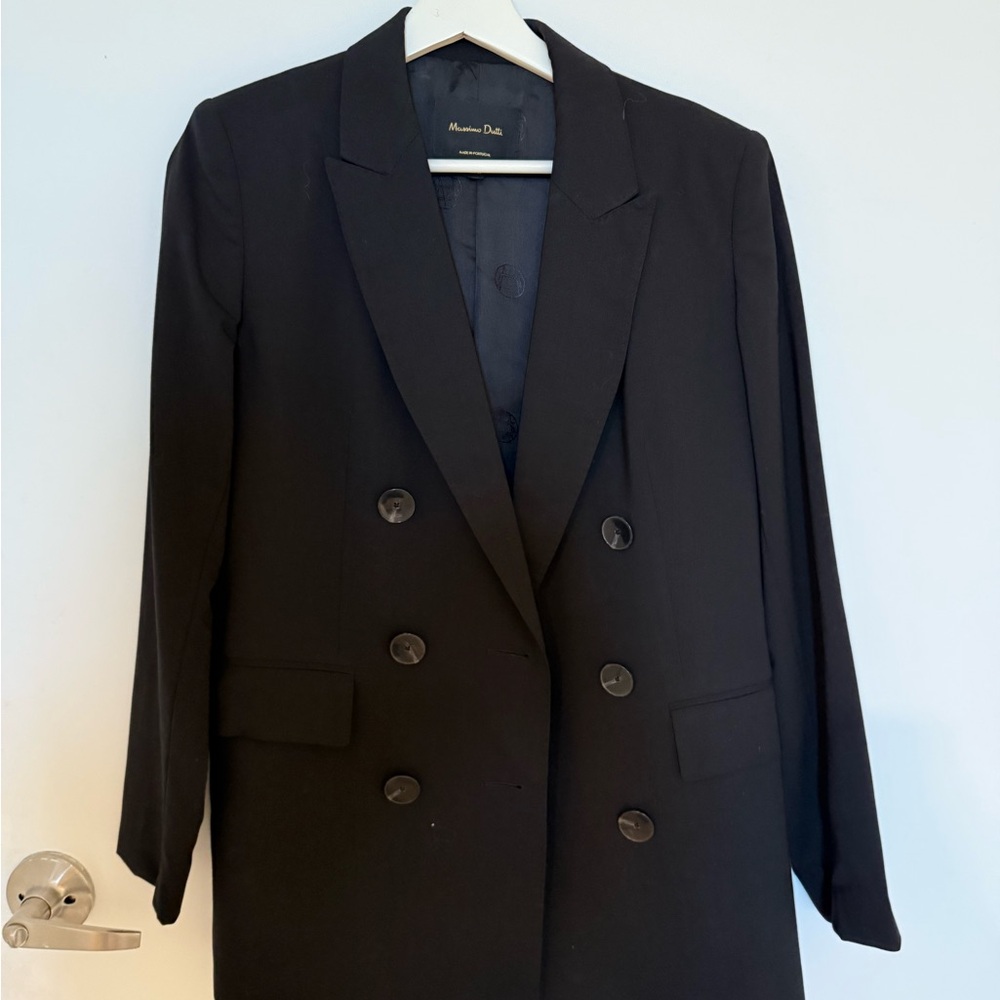 Black Double-Breasted Blazer by massimo dutti - suit blazer